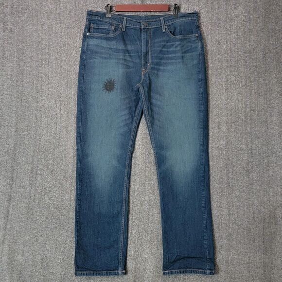 Levis Jeans Mens 37x30* Midnight Blue 514 Straight Fit Stretch Denim Sunburst - Picture 1 of 15